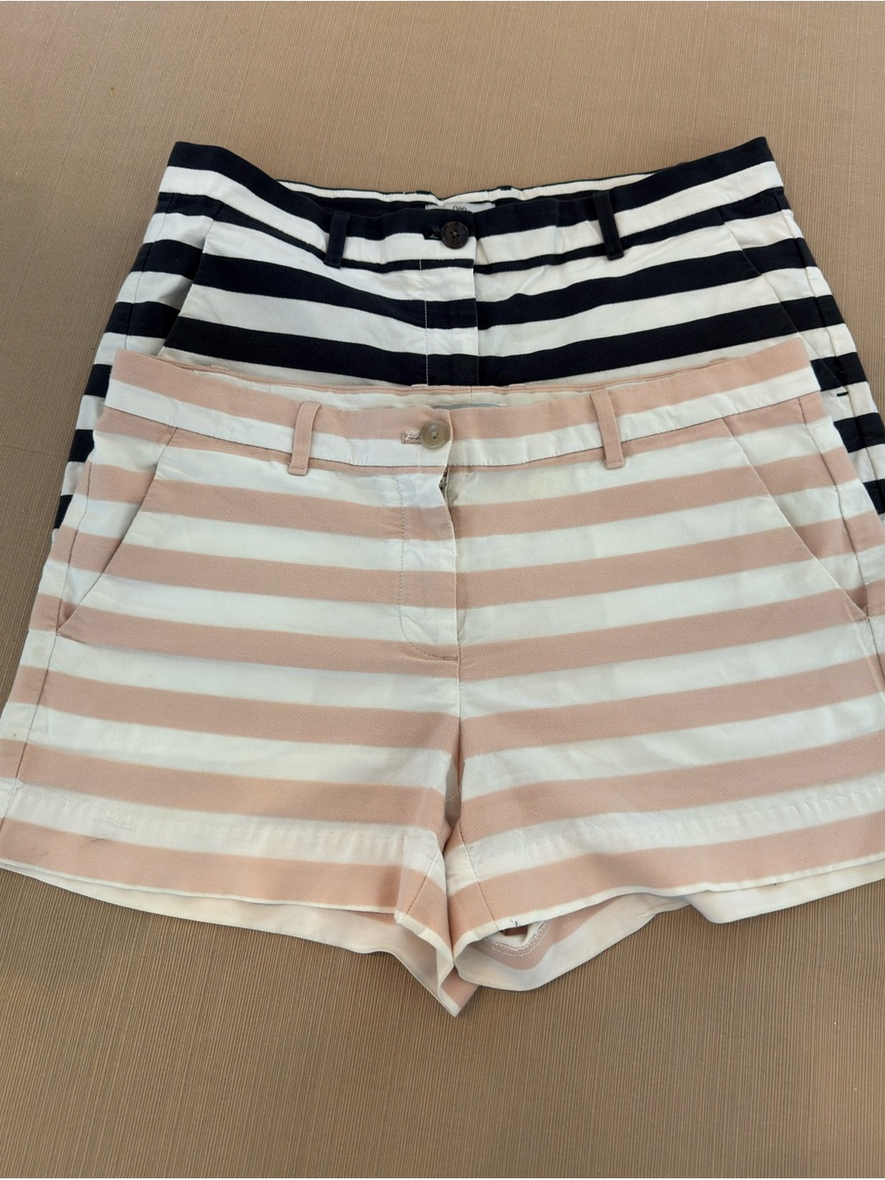 Gap Brand Striped Cotton Blend Women's Shorts - Pink/White & Black/White